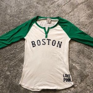 Three quarter length sleeve Boston Red Sox shirt